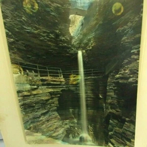 1936 Hand Tinted Woodward Signed Photo Watkins Glen Cavern Cascade With ORBS - Picture 1 of 7