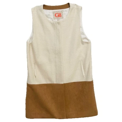 Gianni Bini Women's Zip Up Vest Small Wool Faux Suede Ivory Tan Color Small — 第 1/4 张图片