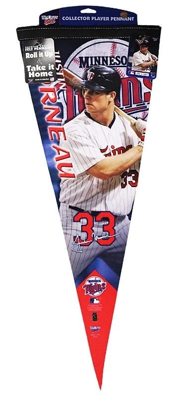 Justin Morneau Signature Wincraft Roll it Up 2009 banderín de fieltro numerado 12 X 30 Foto 1 de 2