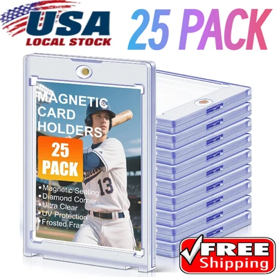 *25 Pack Magnetic Trading Sports Card Holders 35pt One-Touch Hard UV Protection⭐ - Image 1 of 4