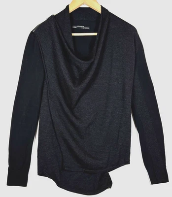 Cárdigan AllSaints Drina para mujer talla 4 negro asimétrico cremallera drapeada suéter Foto 1 de 4
