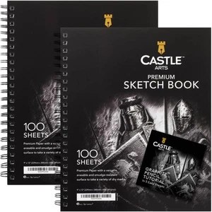 Lightweight 9x12in  Sketch Book | Spiral Bound, 200 Sheets, Glossy Finish - Picture 1 of 9