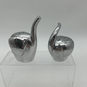 Nambe Savanna Elephant Salt & Pepper Shakers Modernist Alloy Metal Silver - Picture 1 of 13