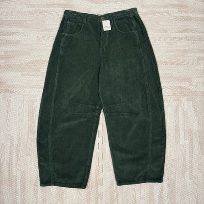 NWT Free People We The Free Good Luck Mid-Rise Cord Barrel Jeans In Cypress 29 - Image 1 of 4
