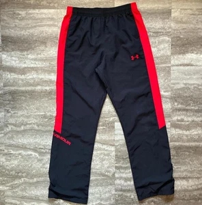Under Armour Black Track Pants with Red Side Stripes Size YXL - Picture 1 of 5