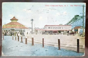 The Midway (w/ McCusker's Taffy), Crescent Park, RI - 1913, Rough Edges, Folds - Picture 1 of 4