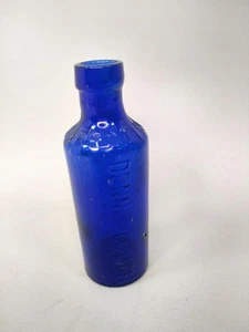 Vintage Dennis Louth Carrotine Small 10cm Cobalt Blue Pig Medicine Bottle - Picture 1 of 7