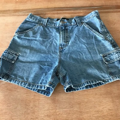 Lee 铆钉工装短裤女式12米蓝色高腰中号水洗弹力 — 第 1/4 张图片