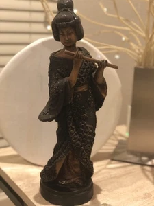 Antike japanische Bronze weibliche Musiker Figur Statuen 19" Meiji Ära Geisha - Bild 1 von 5