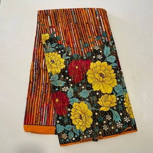 African Print Ankara Floral Print Striped Multicolor Cotton Fabric - By the Yard - Picture 1 of 3
