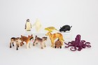 Vintage Miniature Plastic Animal Figurines Lot, China, Dollhouse Diorama Craft