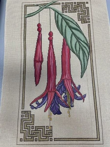 rt HAND painted needlepoint canvas lovely orienatal canvas floral - Picture 1 of 1