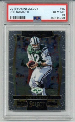 2016 PANINI SELECT #15 JOE NAMATH CARD NEW YORK JETS PSA 10 LOW POP VERY RARE - Image 1 of 2