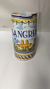 Vintage Ceramic Sangria Pitcher Handmade in Spain 9" Tall VGC FREE SHIPPING - Picture 1 of 9