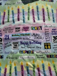 Happy Birthday Birthday Candle Retired Fabric 1 Yard 100% Cotton Free Ship UNT - Picture 1 of 17
