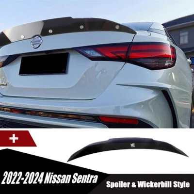 W/ GURNEY FLAP WICKER BILL REAR TRUNK SPOILER WING FOR NISSAN SENTRA 2020-2025 - Image 1 of 4
