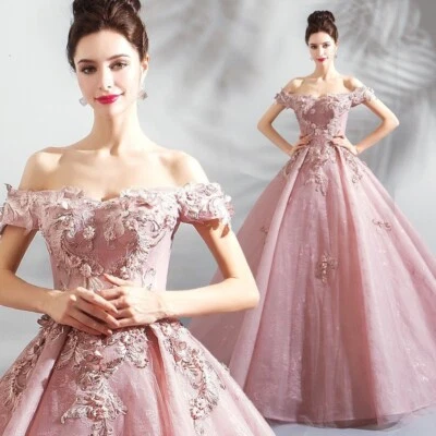 Blushing Pink Strapless Prom Dress Ball Gown Tulle Appliqué Beaded Backless Lace - Image 1 of 4