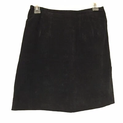 Via Max классический черный замши 100% кожи юбка размер 9 - Изображение 1 из 3
