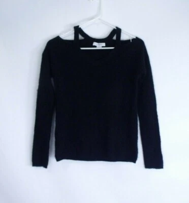 Suéter Christopher Fischer de cachemir de hombro frío negro  Foto 1 de 4