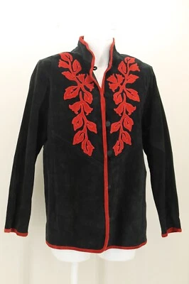 Blazer/abrigo de cuero/gamuza Linea para mujer talla S color negro/rojo manga larga Foto 1 de 4