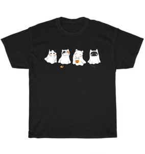 Cute Halloween Cat Ghost Costume Pet Animal Lover T-Shirt Unisex Funny Tee Gift - Picture 1 of 4