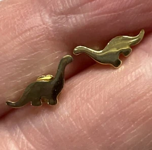 Sterling Silver 925 Vermeil Dinosaur Post Stud Earrings - Picture 1 of 9