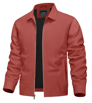 Men's Lightweight Bomber Jacket Full-Zip Spring Sport Track Coat Casual Outwear - Image 1 of 4