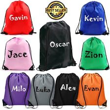 Personalised Drawstring Rucksack Bag School Swim Bag with Childs Name Kids PE