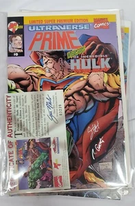Prime #0 Comic Signed with COA vs Hulk, Regular #0 and 1 Malibu Comics - Picture 1 of 5