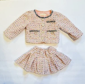 Little Posh Kinder Tweed Sakko und Rock rosa, 18 Monate - Bild 1 von 4