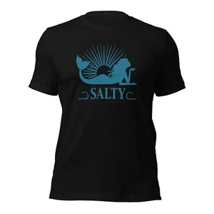 SALTY MERMAID T-Shirt Ocean Fishing Crew Fish Hook Lucky Catch Summer Tee XS-5XL - Picture 1 of 13