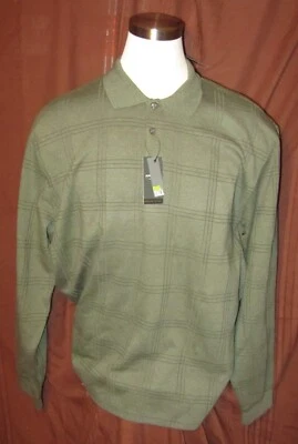 Camisa polo masculina manga longa Arrow, xadrez verde, mistura de algodão, 2XL, nova, Reg $60 - Imagem 1 de 4