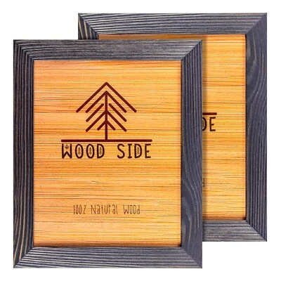 Rustic Wooden Picture Frames 8x10 - Dark Grey- Set of 2- Natural Wood with Glass - Image 1 of 4