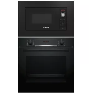Bosch Sparset Autark, Backofen Einbau, Teleskop + Einbau Mikrowelle 20L Schwarz - Bild 1 von 10