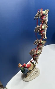 Weihnachtsmann reitet auf einem Schlitten mit 8 Rentieren Weihnachtsstatue - Bild 1 von 9
