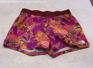 The North Face Girl's Purple Floral Elastic Waist Athletic Shorts Size L (14/16) - Picture 1 of 11