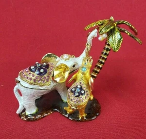 CAJA BARATIJA VINTAGE QIFU Duel Elephant DIAMANTES DE IMITACIÓN Joya y Esmaltada Oasis - Imagen 1 de 10