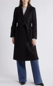 ABRIGO CAMINANTE SAM EDELMAN MIDI LARGO CON CINTURÓN 95% LANA NEGRO TALLA 6 NUEVO SIN ETIQUETAS $240.00 - Imagen 1 de 6