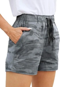 Womens Comfy Drawstring Casual Elastic Waist Pocketed Loose Fit Shorts Plus Size - Picture 1 of 33