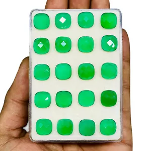 Lotto 20 pezzi onice verde naturale 10 mm cuscino taglio a scacchi pietre preziose sfuse non trattate - Foto 1 di 8