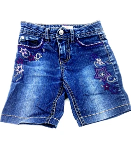 Girls Shorts Bottoms Size 6 Embroidered Stars Adjustable Waist Pockets Summer - Picture 1 of 7