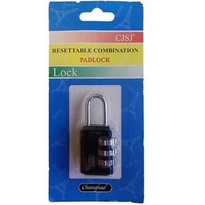 CJSJ Resettable Combination Padlock Security Tool Black/Silver 3 Digit Device - Picture 1 of 3