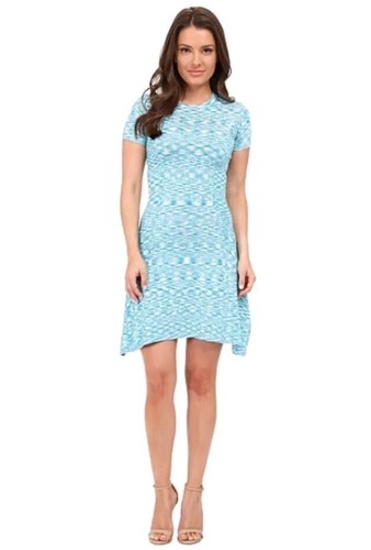 Michael Kors MK Vestito Maglione Maglia Midi Tinta Spaziale Donna Piastrella Blu Tg M