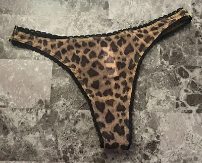 NUEVO SIN ETIQUETAS BRAGAS TANGA VICTORIA'S SECRET S LEOPARDO GUEPARDO MALLA NAILON RARAS DE COLECCIÓN Foto 1 de 4