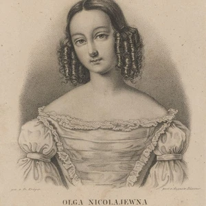 Porträt Olga Nikolajewna Romanowa Großfürstin Russland Stahlstich Mitte 19 Jhd - Bild 1 von 3