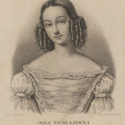 Porträt Olga Nikolajewna Romanowa Großfürstin Russland Stahlstich Mitte 19 Jhd - Bild 1 von 3