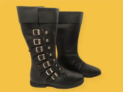 Viking Medieval Leather Boots | 8 Buckle Handmade Pure Leather SCA LARP Cosplay - Image 1 of 3