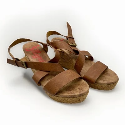 Sandalias de cuña Jellypop para mujer talla 8,5 M marrón alpargata hebilla correa Tahoe Foto 1 de 4