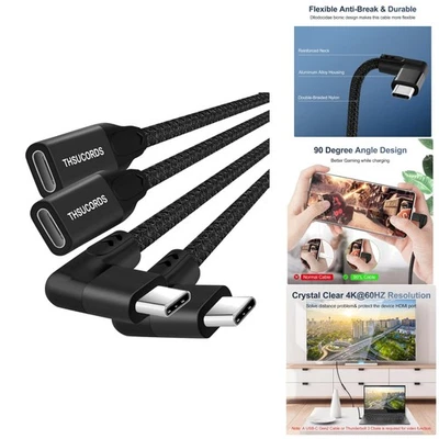 90 Degree Right Angle USB C Extension - 10Gbps, 0.3FT Charging Cable Duo - Image 1 of 4