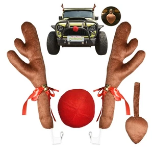 Cuernos de reno para coches con nariz roja, tintineo y cola - coche de Navidad... - Imagen 1 de 8